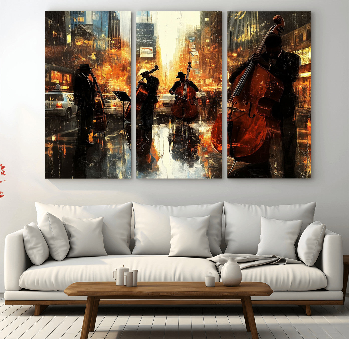MGV-CV-48X32-3P - African American Abstract Jazz Wall Art - Framed Abstract Music Canvas - Colorful Instrument Canvsa