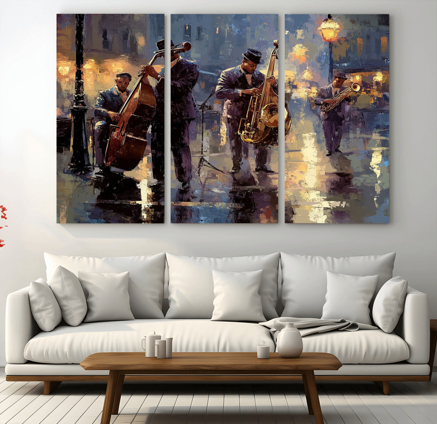 MGV-CV-48X32-3P - Afro Abstract Jazz Music Canvas Print - African American Wall Art - Colorful Framed Afro Abstract