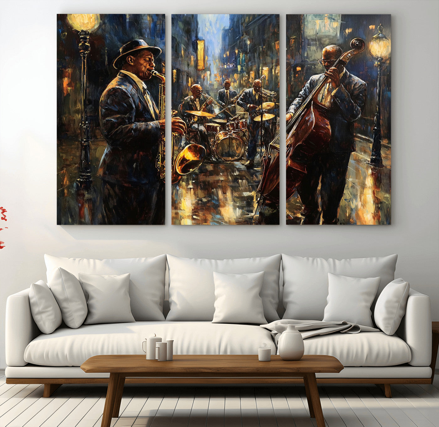 MGV-CV-48X32-3P - Jazz Canvas Wall Art Print - Abstract African American Music Art - Framed Posters for Living Room or