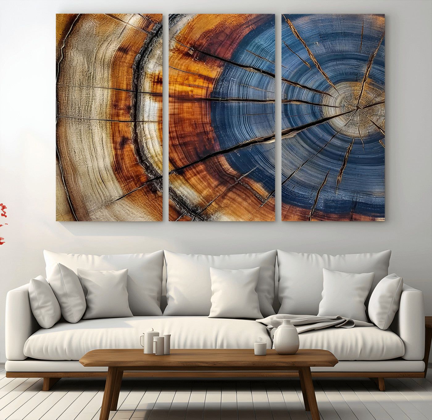 18032999-MGV-CV-60X40-3P-Wood Grain Canvas Wall Art - Framed Abstract Tree Ring Framed Wall Art, Wood Grain Canvas Wall Decor, Minimalist Home Canvas Art