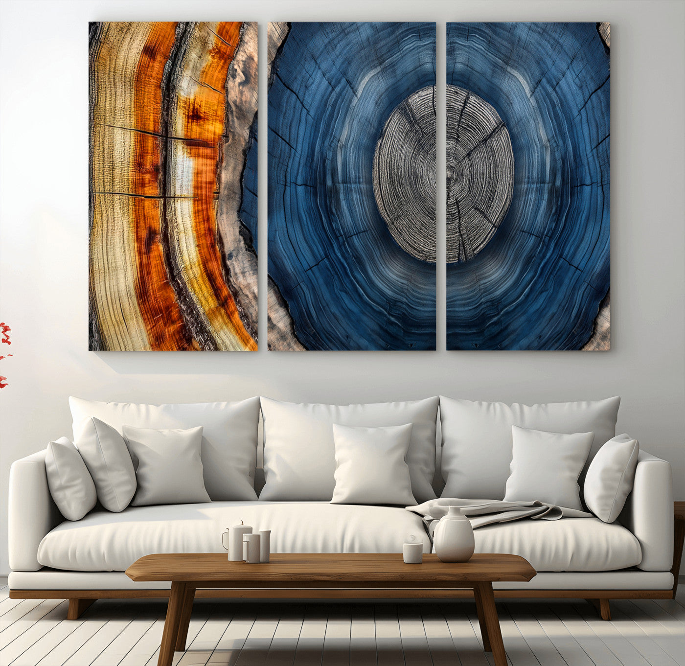 84489410-MGV-CV-60X40-3P-Abstract Framed Tree Rings Wall Decor, Wood Grain Rings Artwork Print, Nature Woodland Modern Wall Decor for Barn Wall, Farmhouse Decor