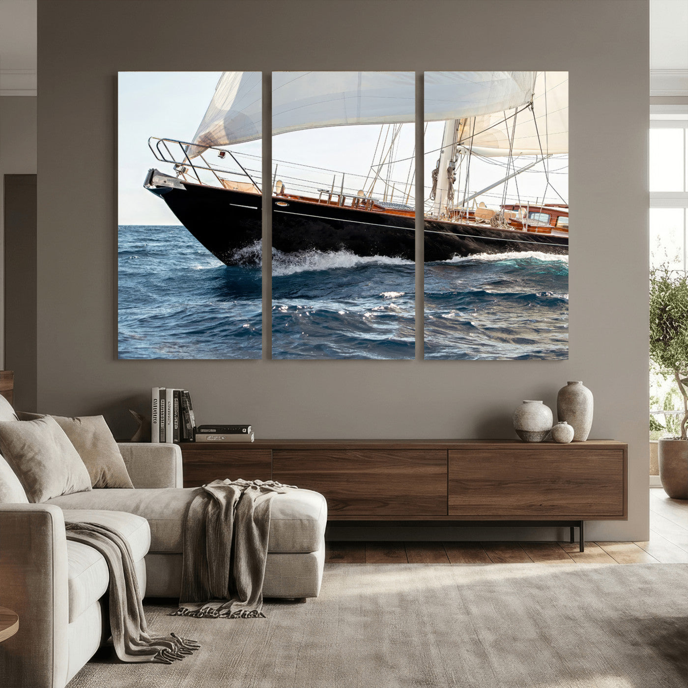 97168626-MGV-CV-36X24 - Boat Yacht Wall Art – Ocean Waves & Sailing Adventure Canvas Print, Nautical Elegance & Marine Journey for Living Room or Luxury Decor