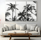 46641801-MGV-CV-48X32-3P-Palm Wall Art Canvas Print, Framed Tropics Art Picture Print, Monochrome Perfect Minimalist Decor