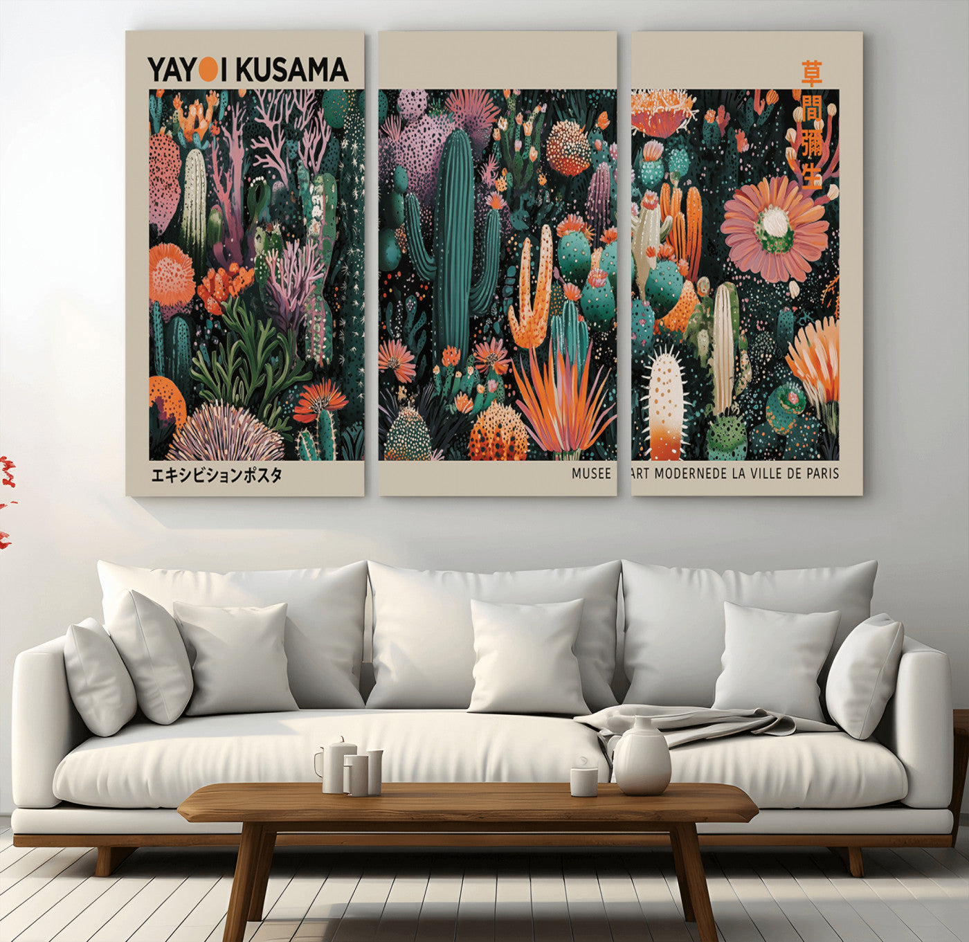 MGV-CV-48X32-3P - Yayoi Kusama Art Print, Yayoi Kusama Canvas Wall Art, Abstract Mount Fuji Canvas Print, Japanese