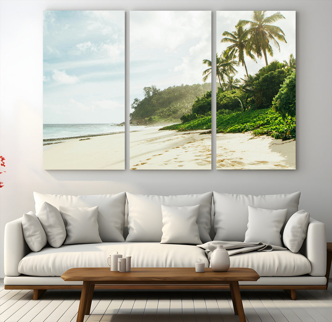 Relaxing Beach Wall Art Canvas Print, Framed Ocean View Art Picture Print, Coastal Serenity Perfect Tropical Coastal Decor Artwork