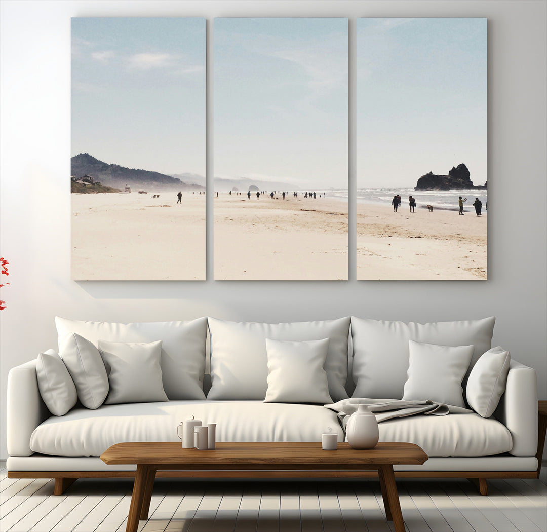 Minimalist Beach Wall Art Canvas Print, Framed Coastal Serenity Art Picture Print, Soft Sand Perfect Coastal Decor Artwork