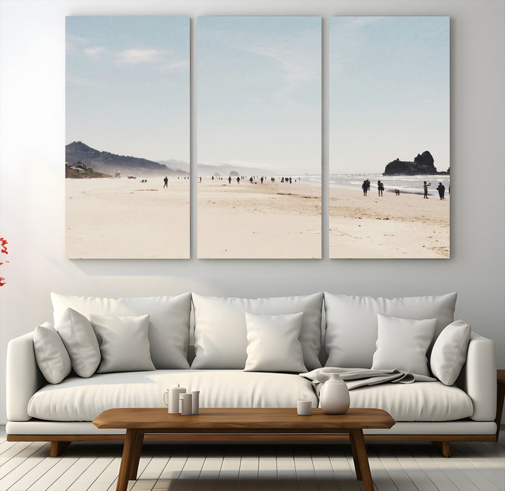 Minimalist Beach Wall Art Canvas Print, Framed Coastal Serenity Art Picture Print, Soft Sand Perfect Coastal Decor Artwork