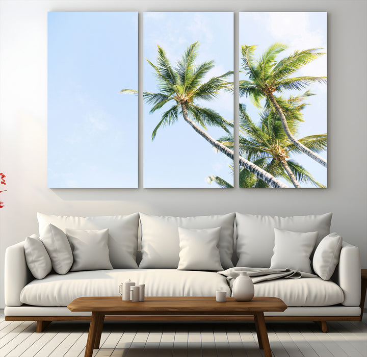 Palm Trees Wall Art Canvas Print, Framed Tropical Art Picture Print, Coastal Perfect Tropical Decor Artwork