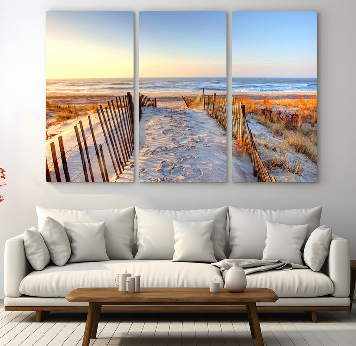 Ocean Sunset Wall Art Wall Art Canvas Print, Framed Nautical Photography Art Picture Print, Summer Beach House Decor Perfect Coastal