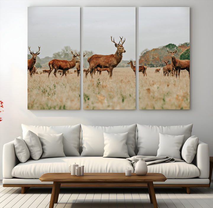Rustic Deer Print Wall Art Canvas Print