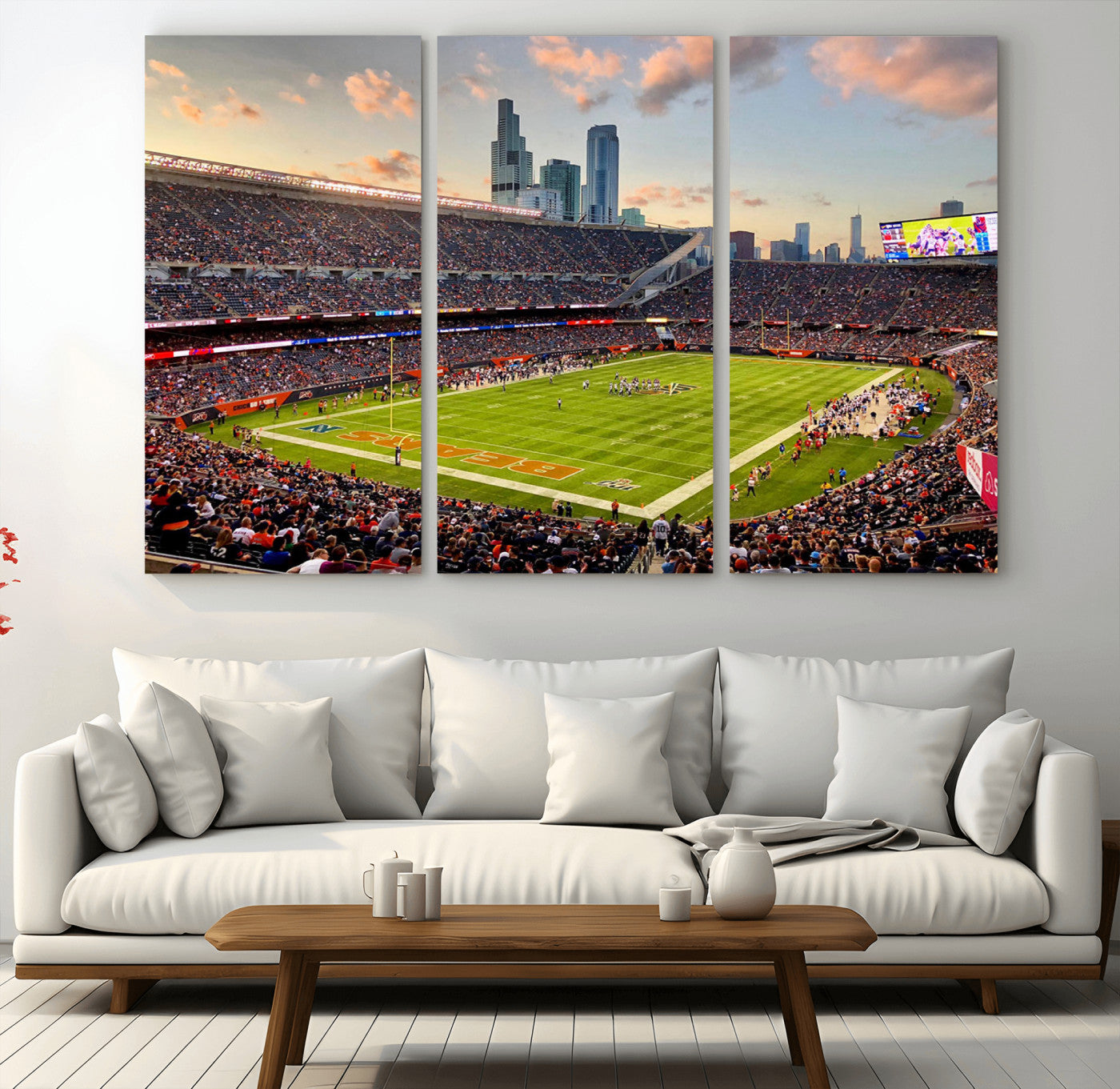 MGV-CV-48X32-3P - Chicago Bears Soldiers Field Wall Art Canvas Print – Framed Football Stadium Artwork for Sports