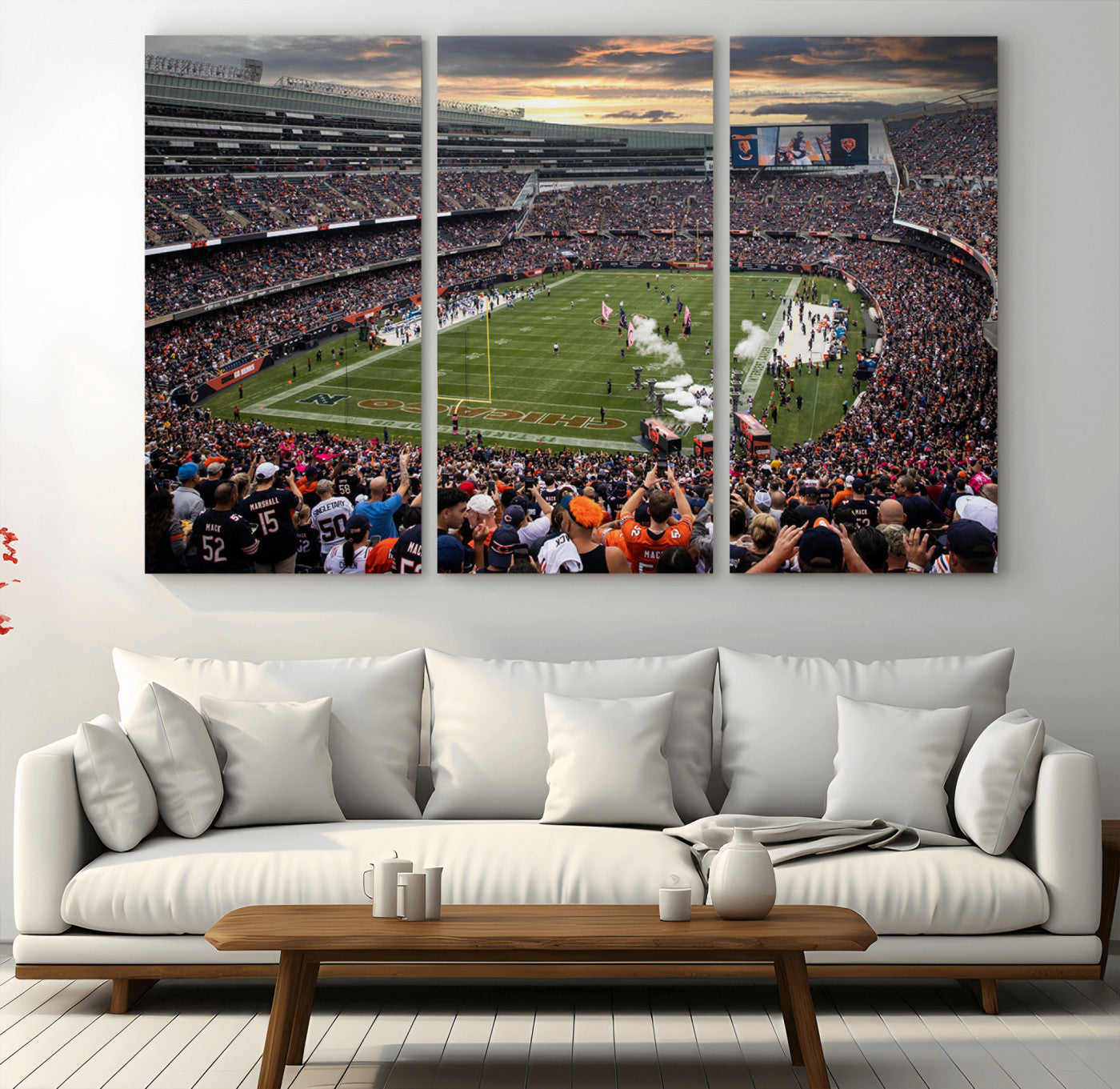 MGV-CV-48X32-3P - Chicago Bears Soldiers Field Wall Art Canvas Print – Framed Football Stadium Artwork for Sports