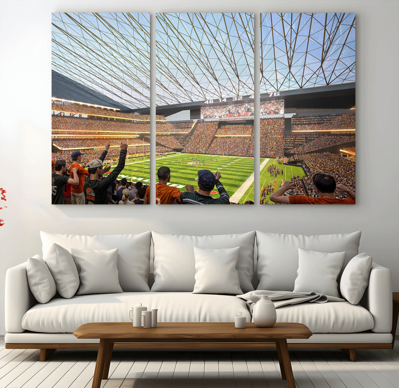 81960112-MGV-CV-36X24-Cleveland Browns Stadium Wall Art Canvas Print – Framed NFL Football Arena Artwork for Home, Office, Living Room