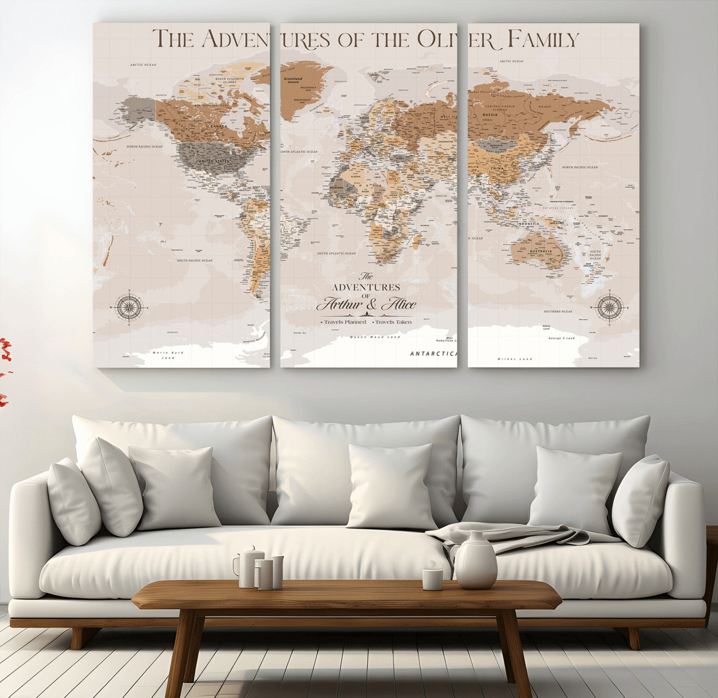 43101120-MGV-CV-36X24-Personalized Push Pin World Map Canvas – Custom Framed Travel Tracker Wall Art, Large Adventure Map with Pins for Home, Office