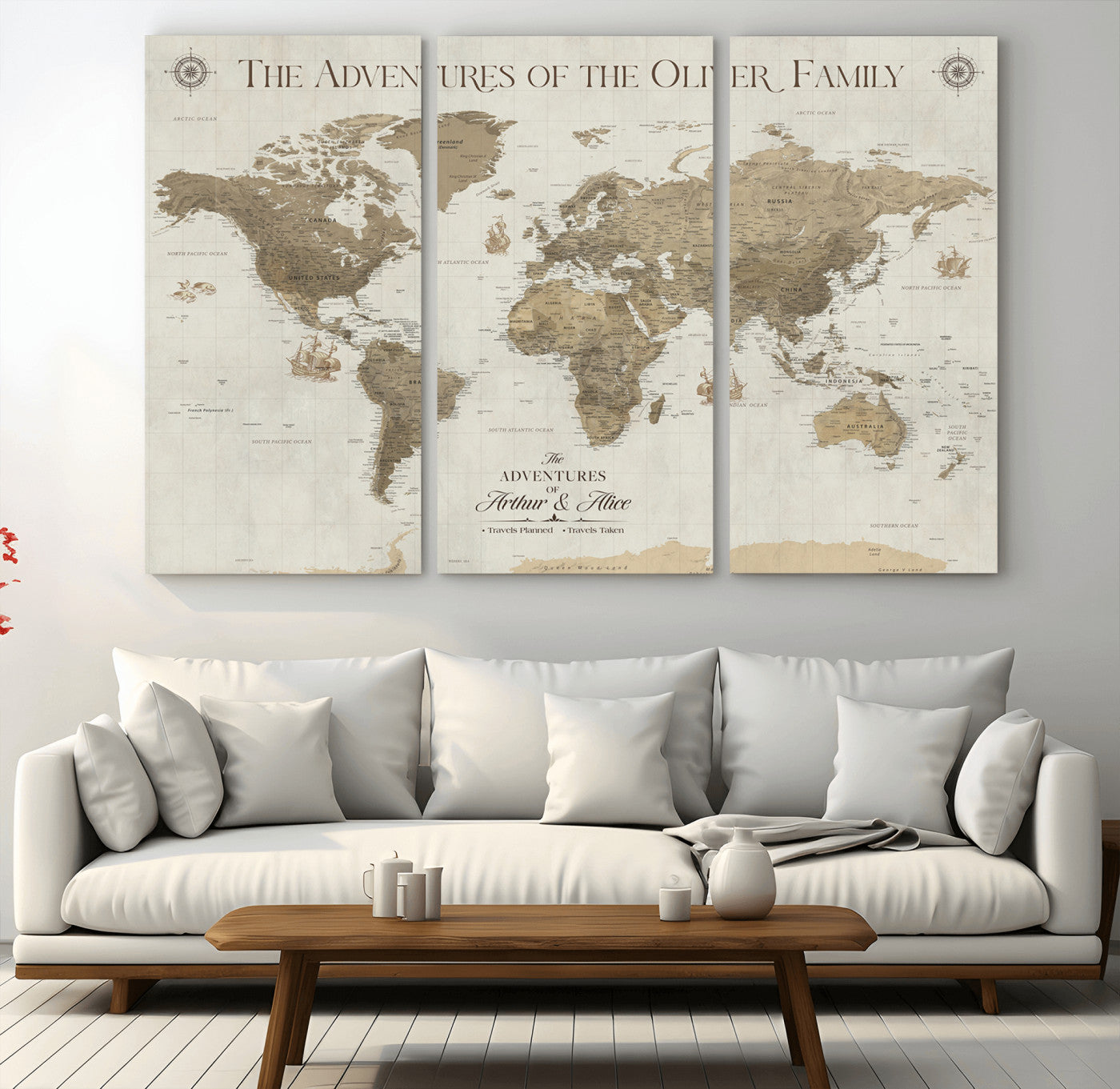 -Personalized Push Pin World Map Canvas – Custom Framed Travel Tracker Wall Art, Large Adventure Map with Pins for Home, Office