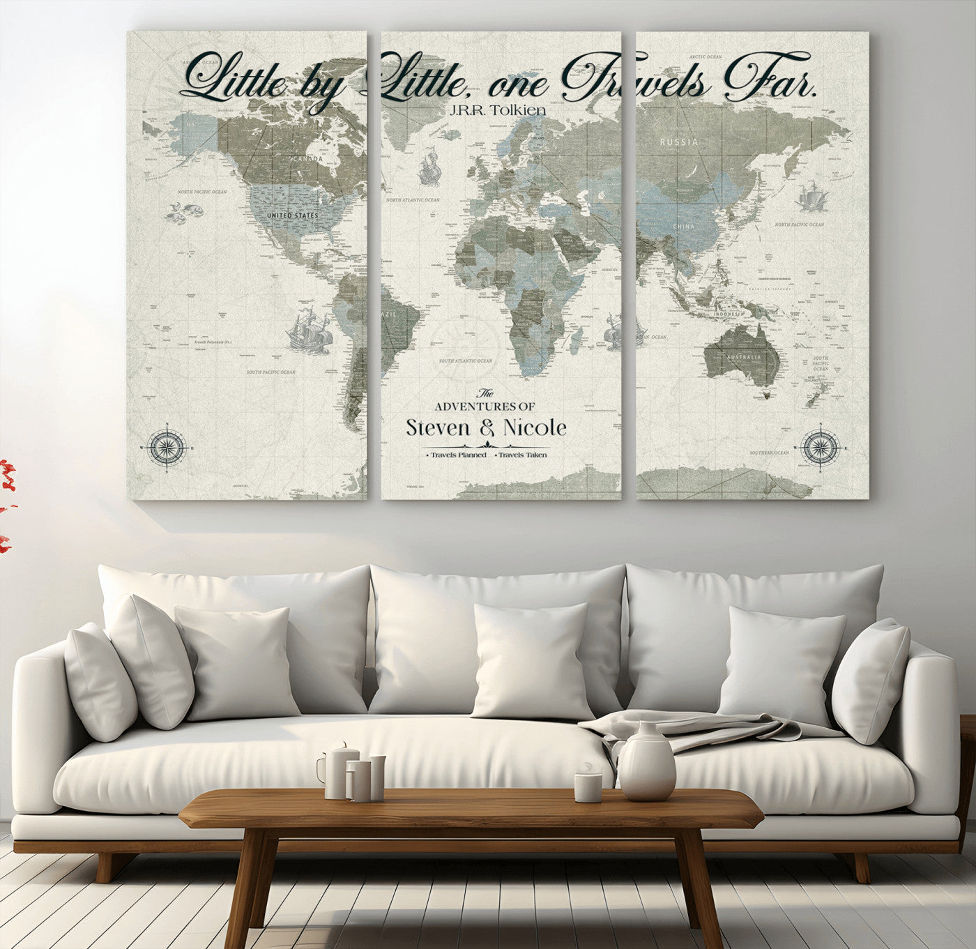 72081300-MGV-CV-36X24-Custom Push Pin World Map Wall Canvas Print – Personalized Travel Tracker with Pins – Framed Large Multi-Size Canvas for Home Office Decor