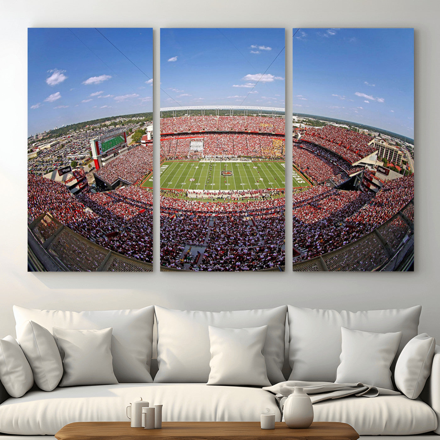 29492070-MGV-CV-48X32-3P - William Brice Stadium Wall Art Canvas Print – Stadium Crowd Sports Field Outdoor Event Football Game Artwork for Home Office