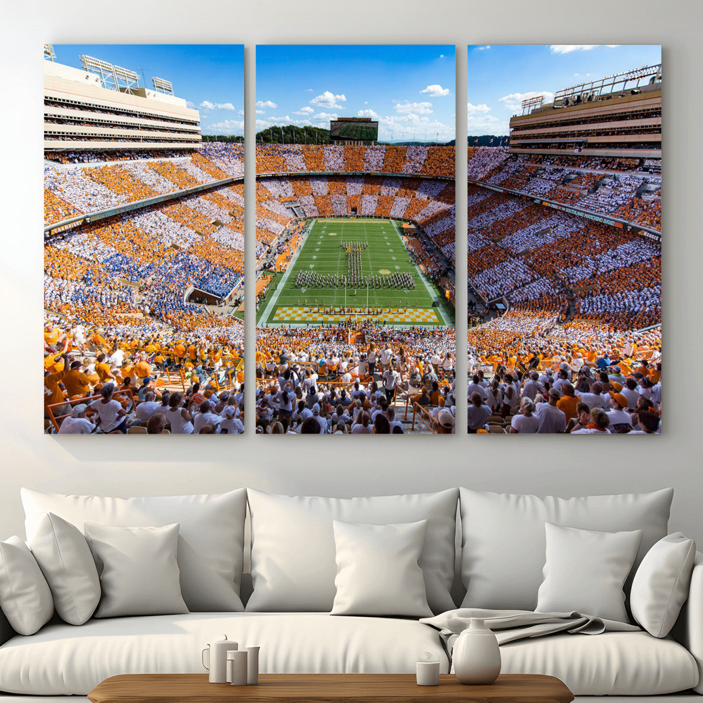 77097951-MGV-CV-48X32-3P - Tennessee Neyland Stadium Wall Art, Sports Arena Canvas Print, Panoramic Stadium Canvas Artwork for Home, Office