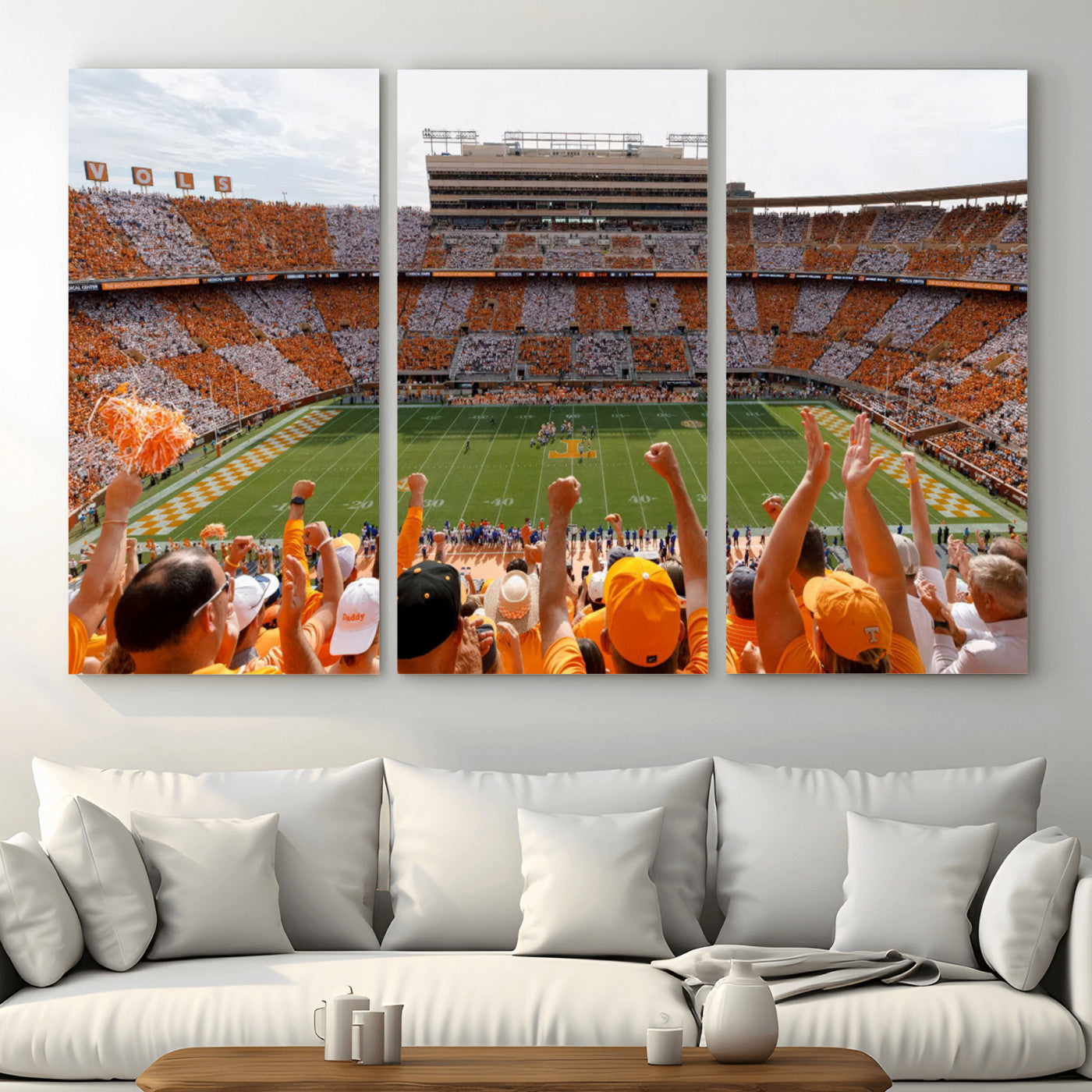 76011417-MGV-CV-48X32-3P - Tennessee Neyland Stadium Wall Art, Sports Arena Canvas Print, Panoramic Stadium Artwork for Home, Office
