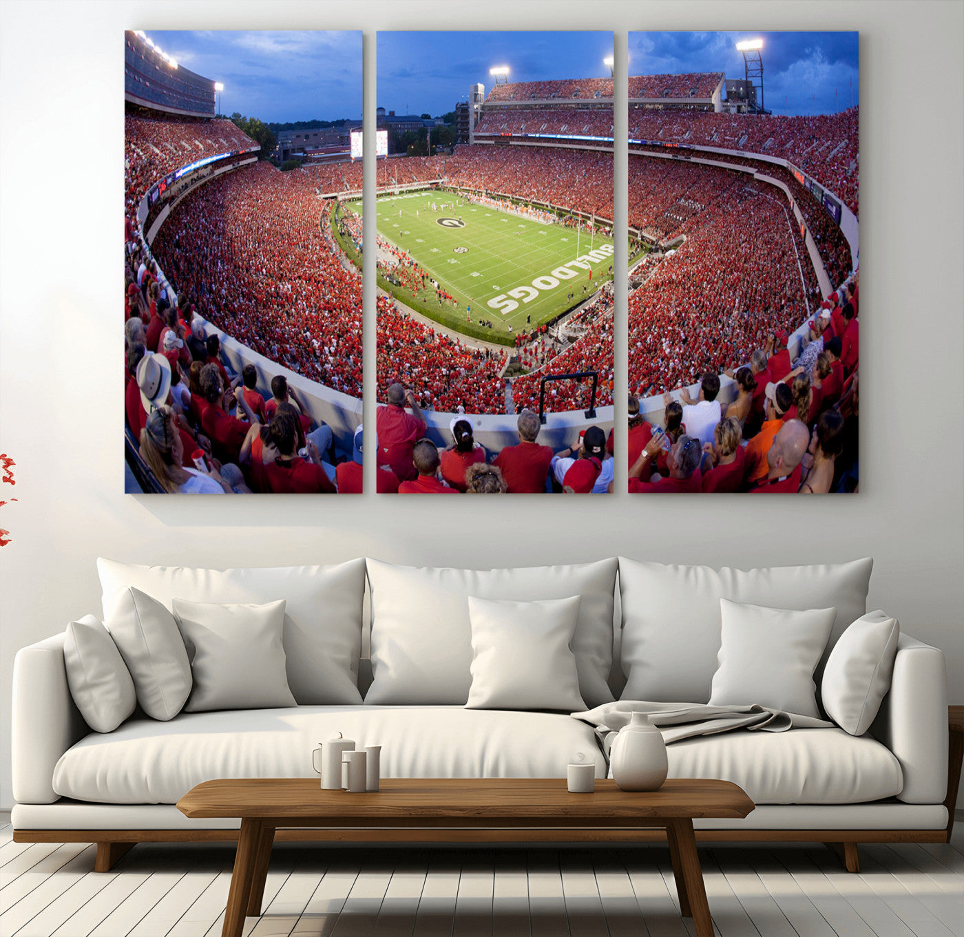 10244378-MGV-CV-48X32-3P-Dooley Stadium Wall Art Print, Sports Arena Canvas Wall Art, Dooley Field at Sanford Stadium Canvas Print, Modern Athletic Field Art Printing
