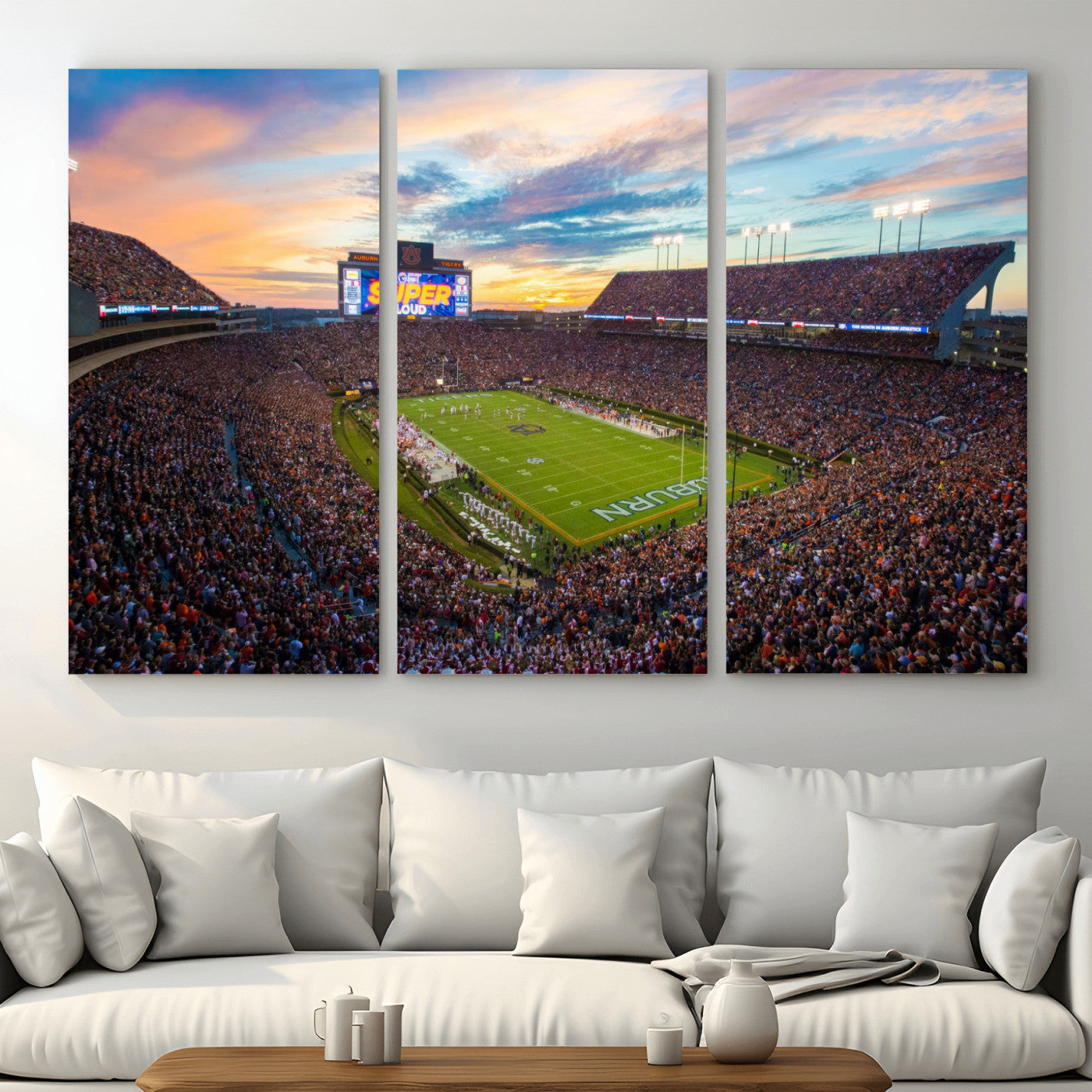 29755746-MGV-CV-36X24-Jordan-Hare Stadium Wall Art Canvas Print, Football Stadium Aerial View, College Sports Art for Man Cave or Game Room