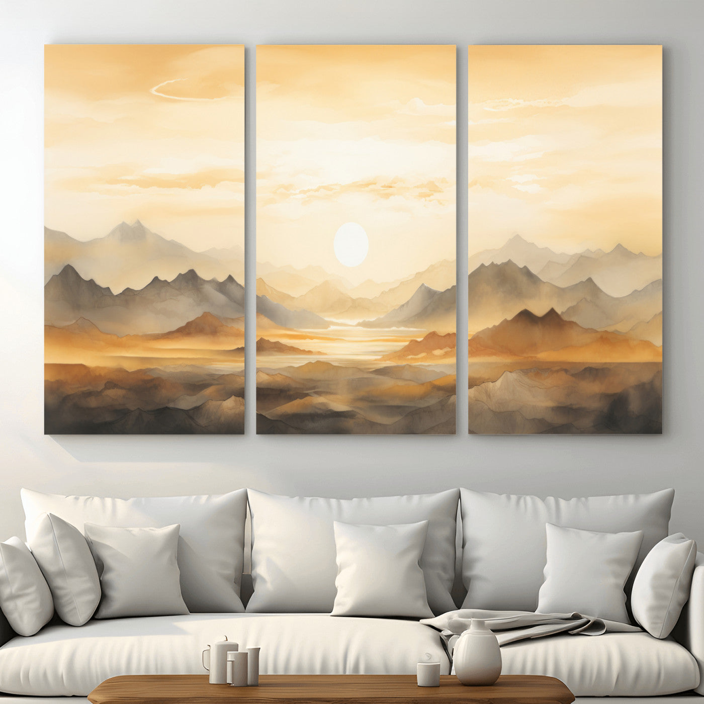 Nihat1-29-MGV-CV-36X24-Sepia Color Abstract Mountain Wall Art Canvas Print
