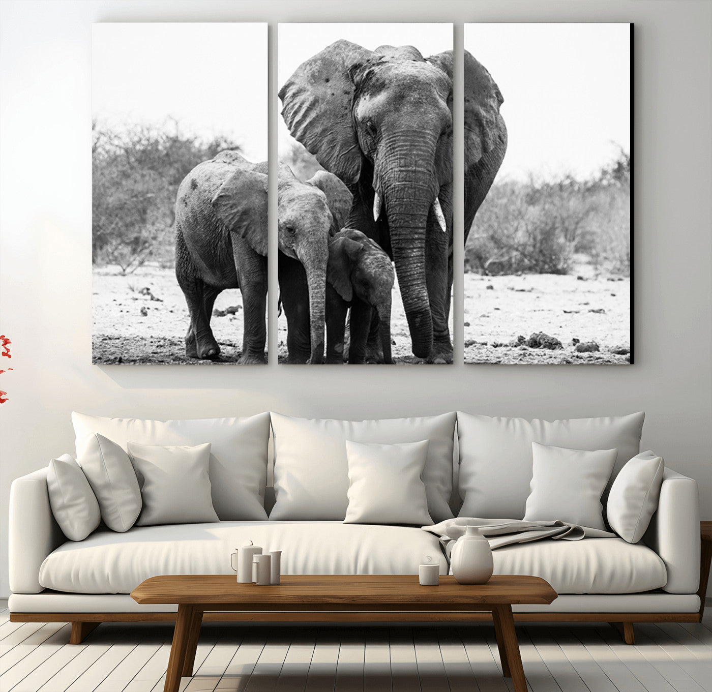 75636-MGV-CV-36X24-Elephant Family Africa Wall Art Canvas Print
