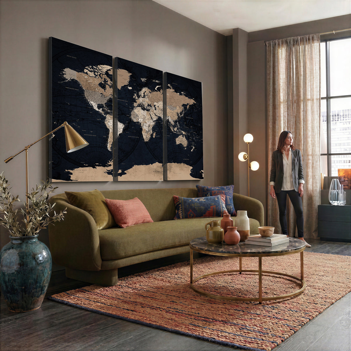 25812727-MGV-CV-36X24 - Grunge Wall Art World Map Canvas Print