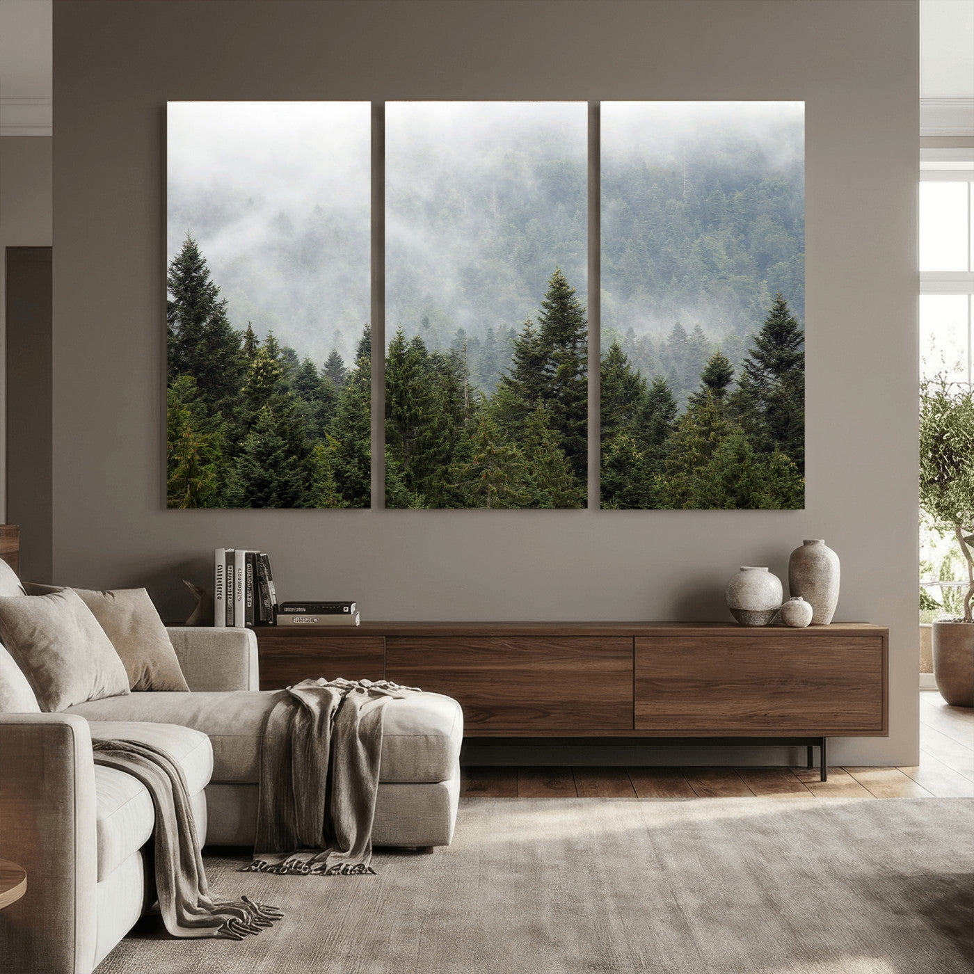 37010054-MGV-CV-36X24 - Misty Mountain Forest Wall Art Canvas Print