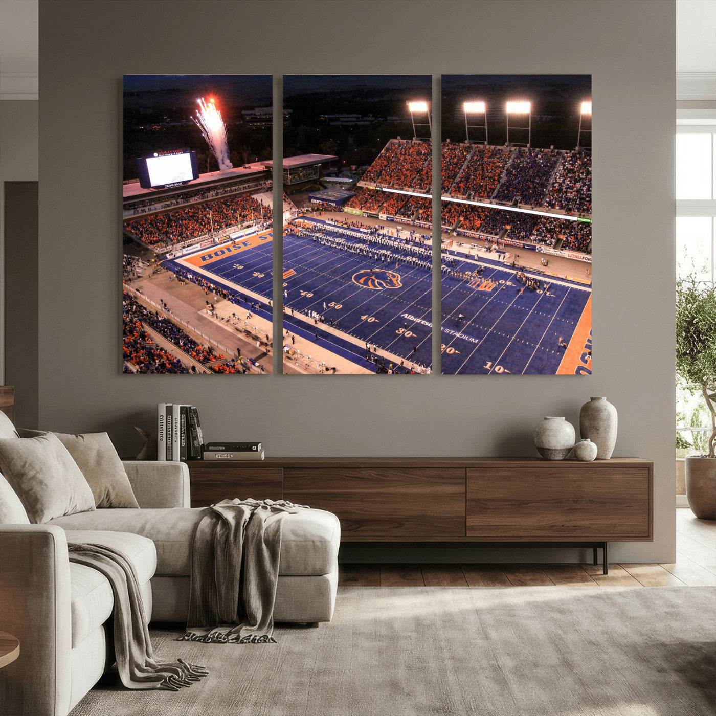 58849575-MGV-CV-36X24 - Boise State Stadium Large Wall Art Canvas Print for Living Room Office Wall Decor