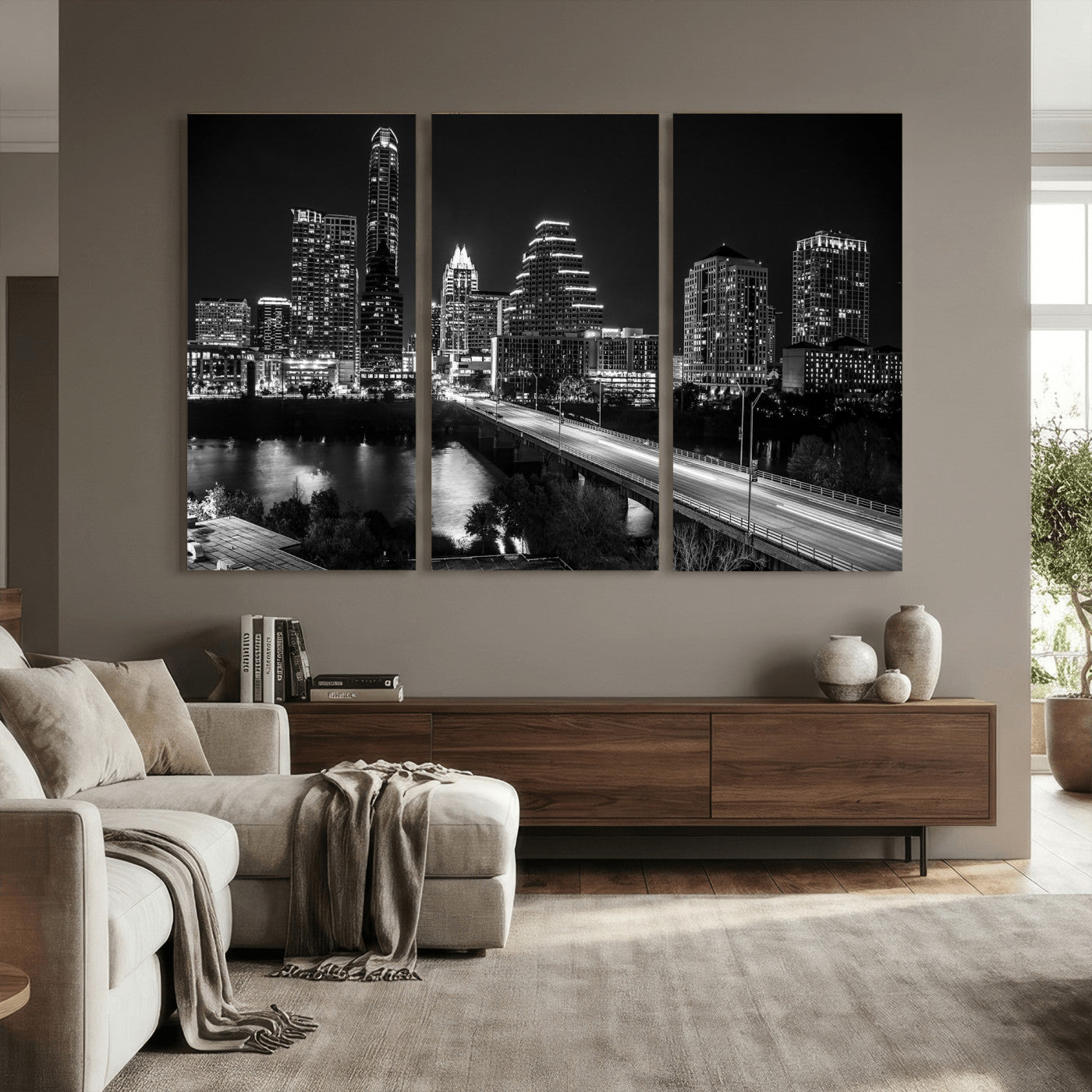 37531750-MGV-CV-36X24 - Austin Skyline Wall Art Canvas Print, Austin Downtown Night Cityscape Print for Modern Urban Wall Decor