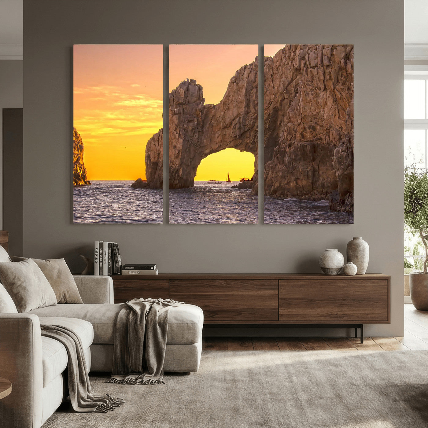 66414515-MGV-CV-36X24 - El Arco Cabo San Lucas Ocean Arch Wall Art Canvas Print, Baja California Rock Arch Seascape Canvas Print, Mexico Coastal Landmark Scenic Art Printing