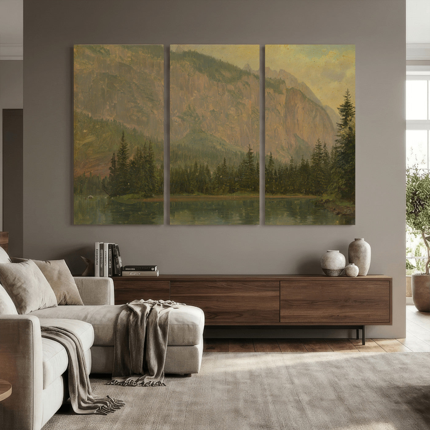 76844524-MGV-CV-36X24 - Frederic Edwin Church Hintersee Canvas Print, Hudson River School Mountain Lake Painting 1868, American Romantic Landscape, Vintage Nature Wall Art