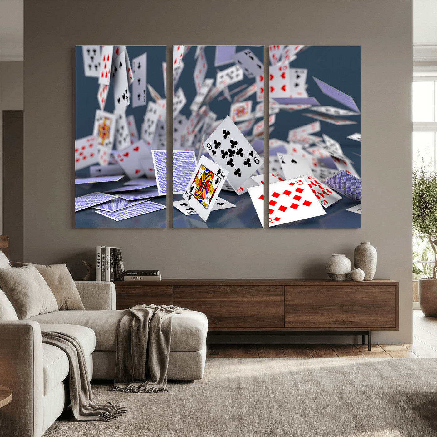 66392185-MGV-CV-36X24 - Playing Cards Canvas Wall Art | Casino Game Room Decor, Poker Decor Art