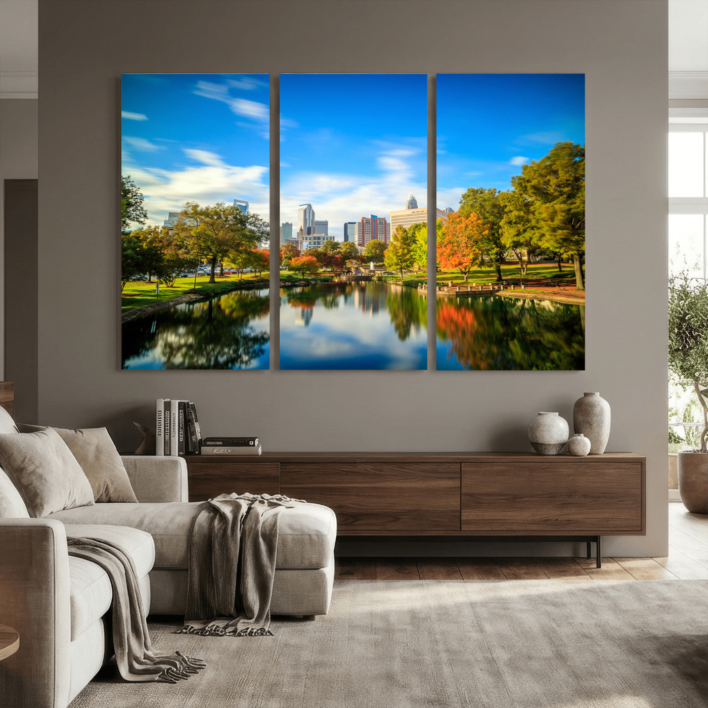 83254720-MGV-CV-36X24 - Charlotte Skyline Canvas Wall Art Print – North Carolina Cityscape Photography Print