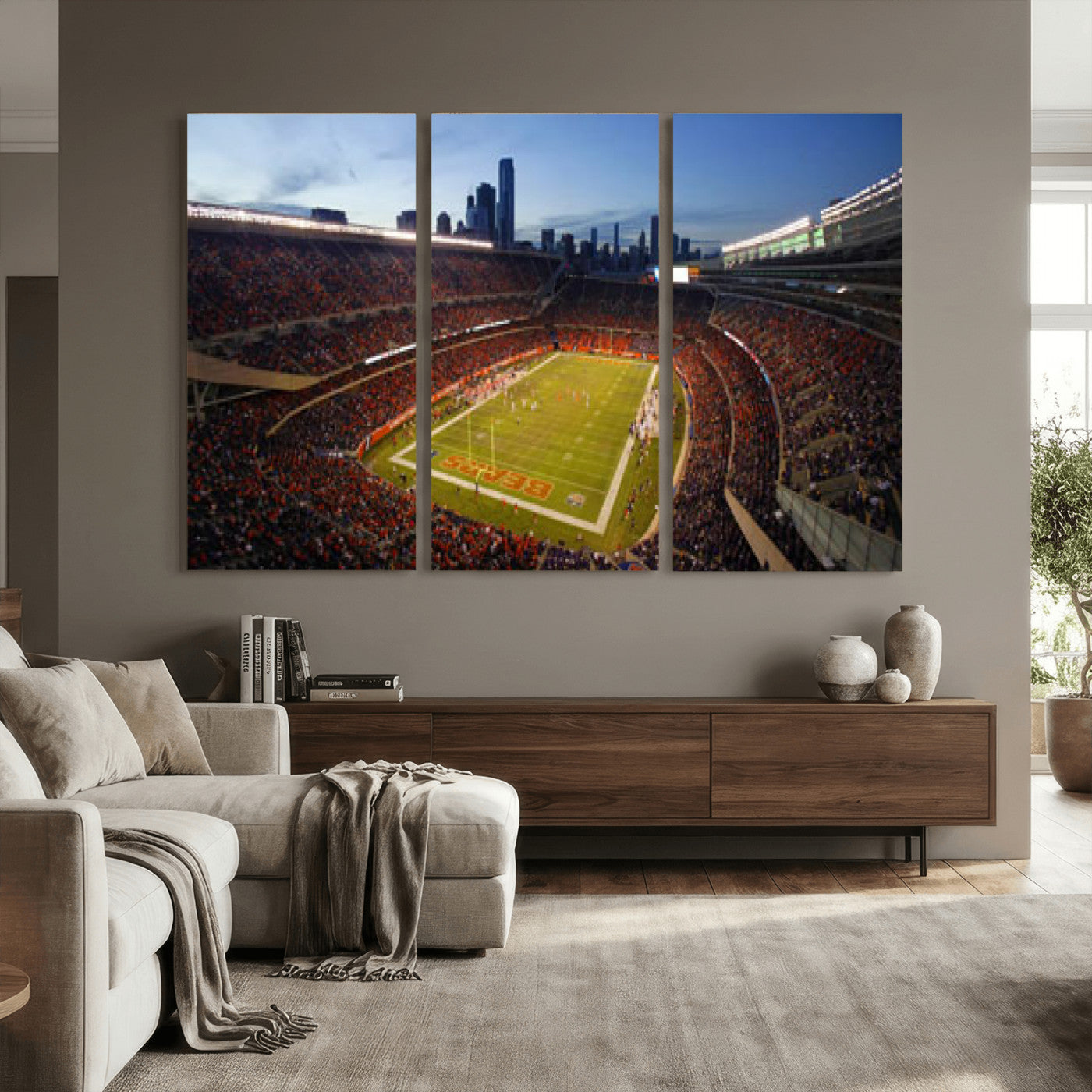 50691720-MGV-CV-36X24 - Chicago Bears Soldier Field Canvas Wall Art, NFL Stadium Panorama Print, Football Arena Photography for Sports Fans