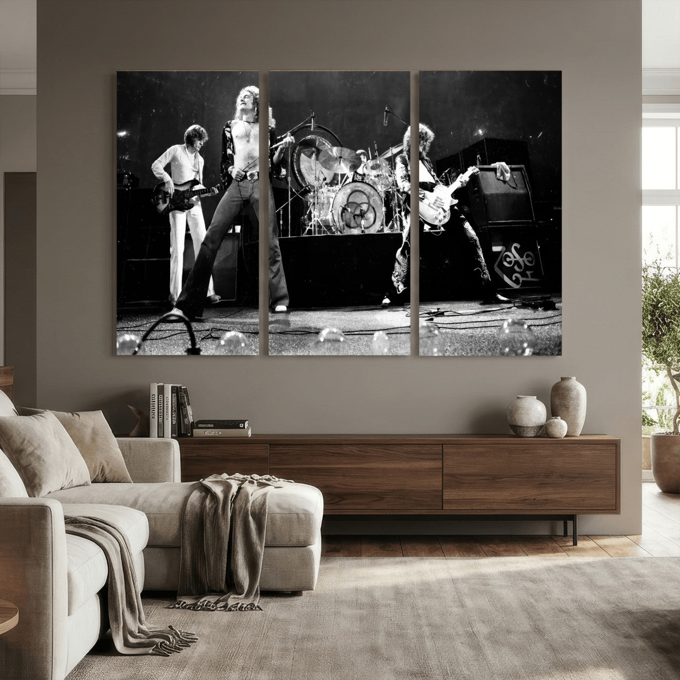87313532-MGV-CV-36X24 - ed Zeppelin Live Concert Canvas Wall Art, Classic Rock Band Photography Print, Vintage Music Stage Performance Artwork