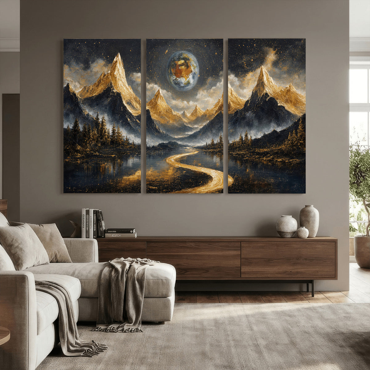 34202127-MGV-CV-36X24 - Abstract Mountain Wall Art Canvas Print Modern Landscape Painting Print