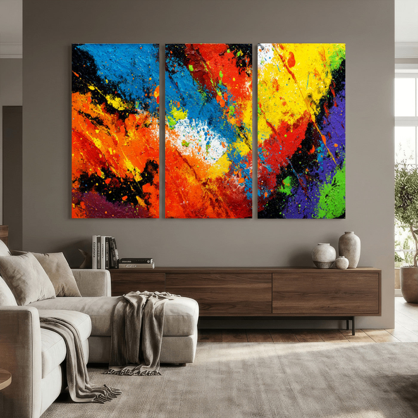 74888753-MGV-CV-36X24 - Vibrant Blue Abstract Canvas Wall Art Colorful Impasto Oil Painting Print