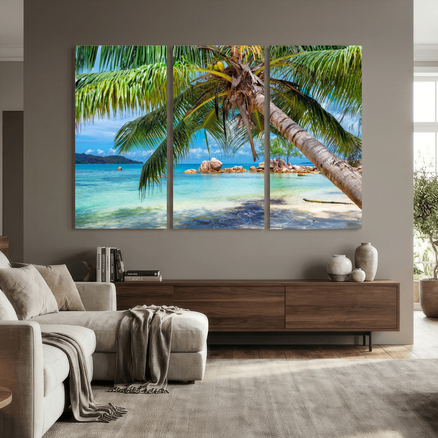 86824715-MGV-CV-36X24 - Seychelles Beach Canvas Wall Art - Anse Volbert Praslin Island Print