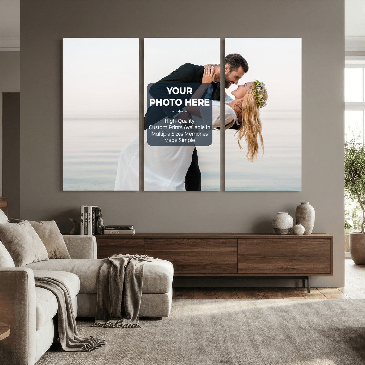 46573466-MGV-CV-48X32-3P - Custom Photo Canvas Print, Personalized Picture Wall Art, Your Image on Canvas, Family Portrait Gift