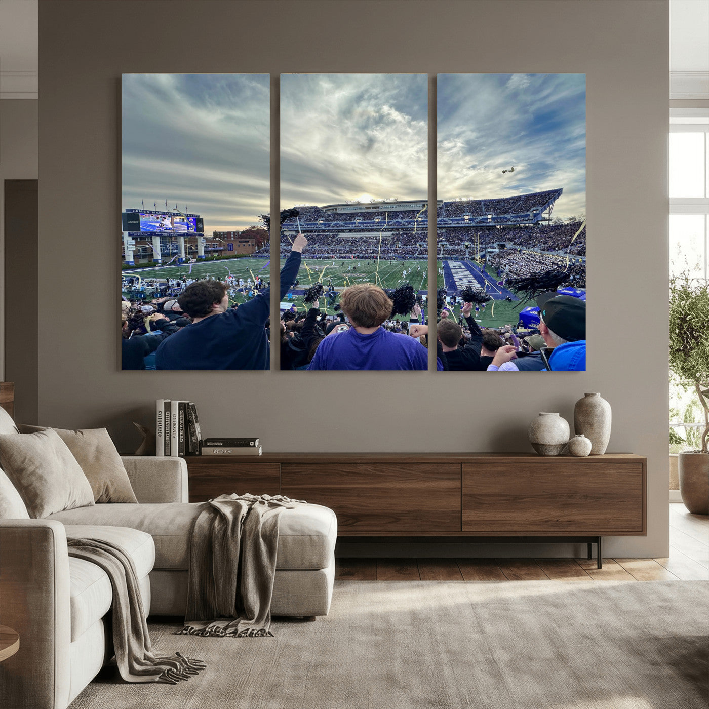 400867JMU-MGV-CV-36X24 - JMU Stadium Wall Art Canvas Print for Game Room Decor - James Madison University Stadium