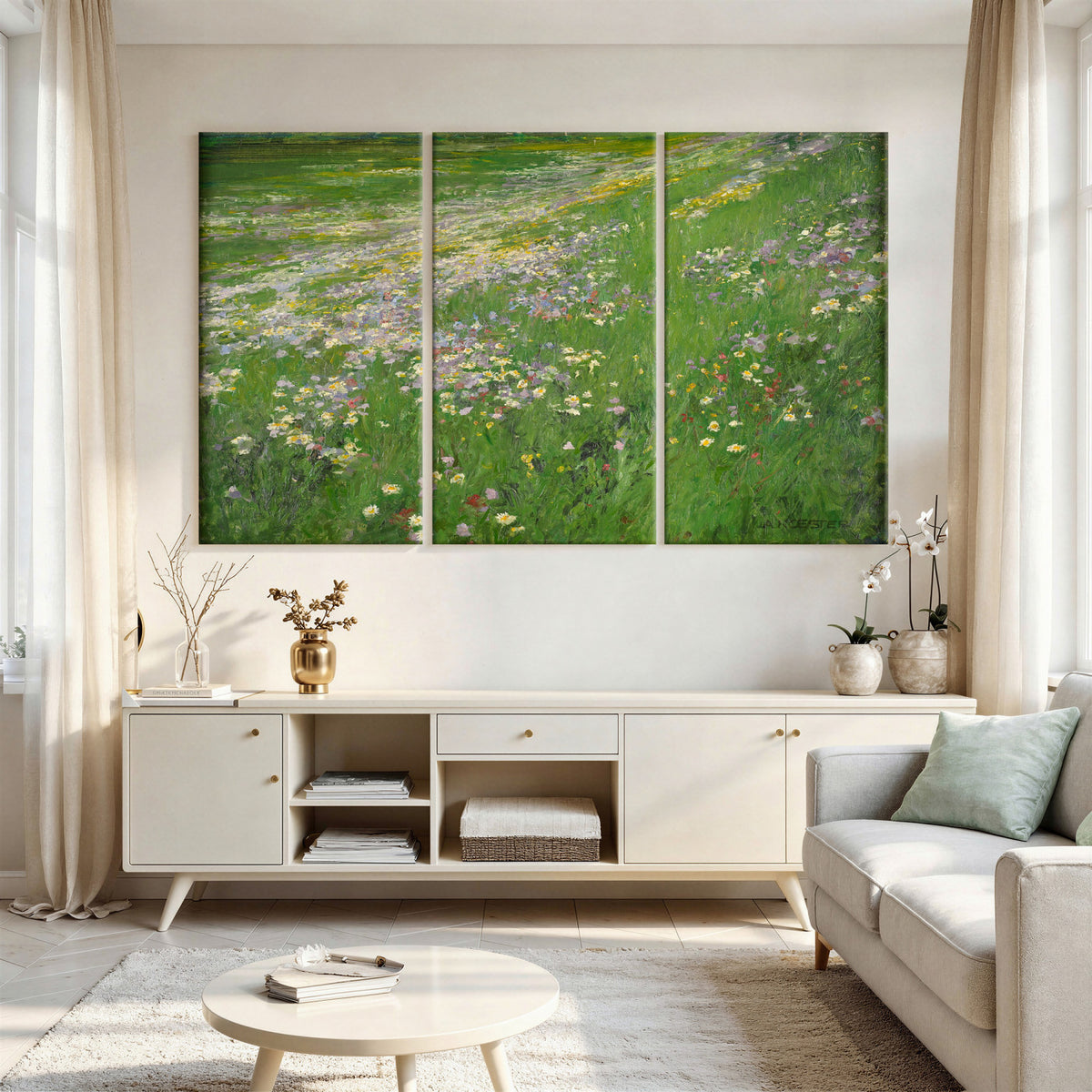 63535040-MGV-CV-36X24 - Alexander Koester Flower Meadow Canvas Wall Art, Vintage Landscape Print