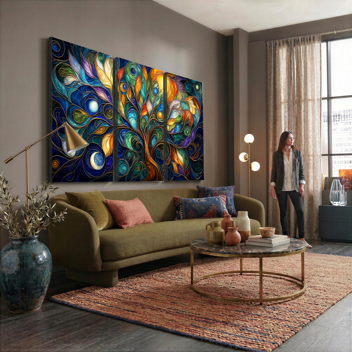 60127105-MGV-CV-36X24 - Psychedelic Tree Of Life Wall Art - Vibrant Swirl Cosmic Nature Decor