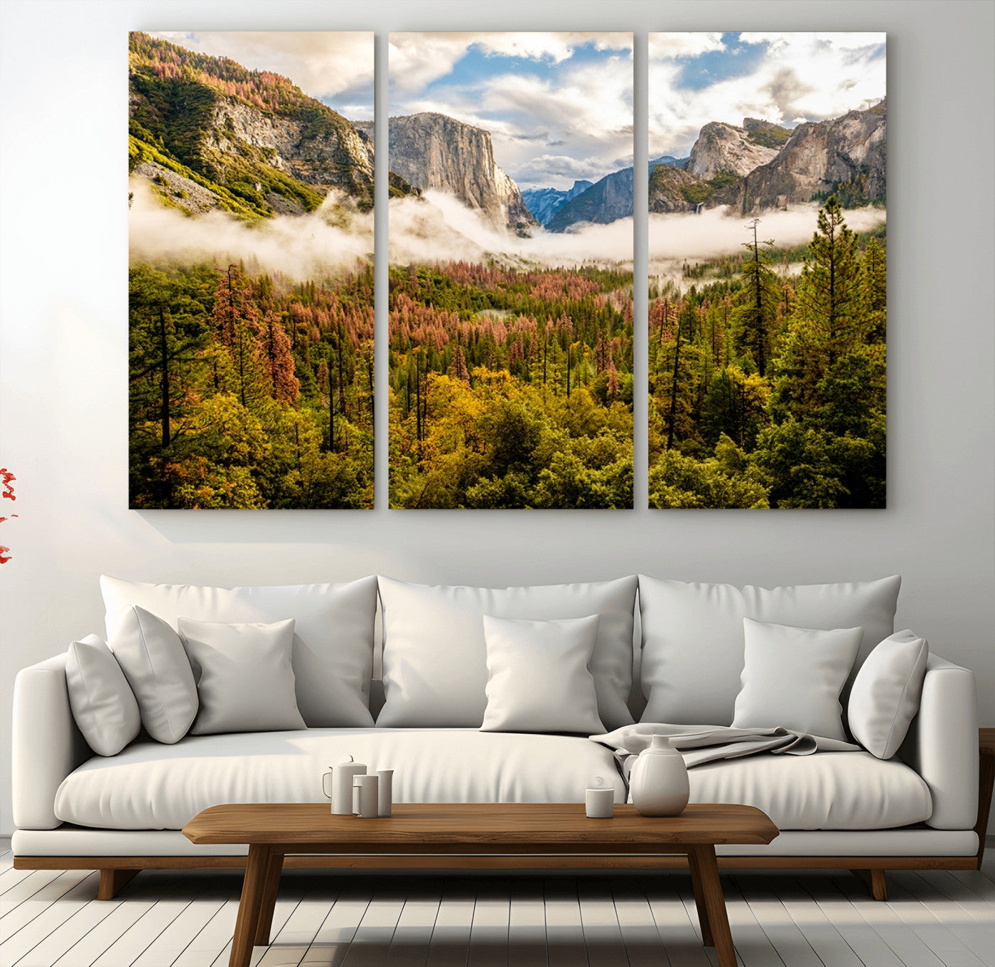 74645-MGV-CV-36X24-Half Dome Yosemite Canvas Wall Art – Majestic Triptych Landscape Print – National Park Nature Decor