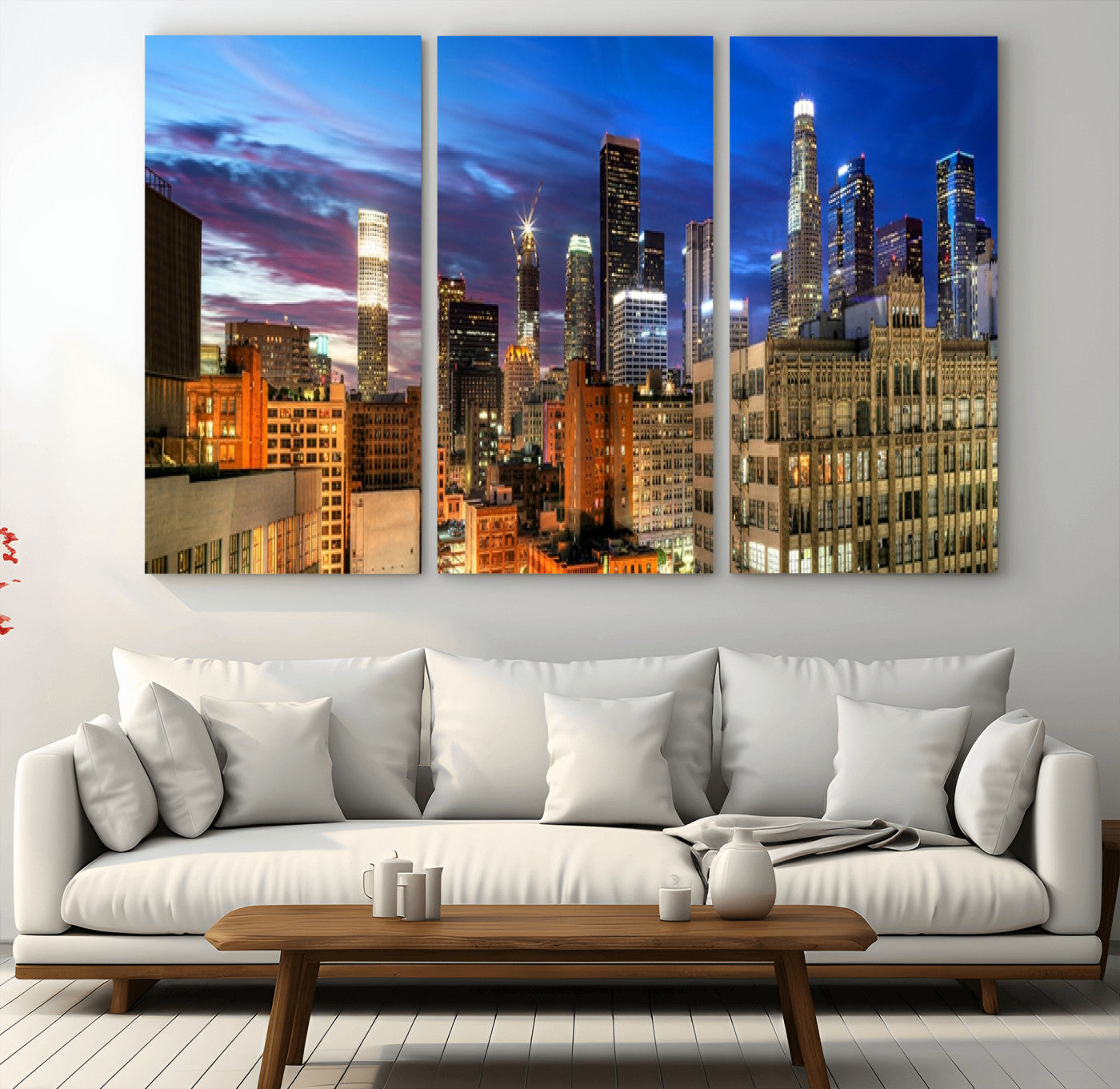 39051-MGV-CV-60X40-3P-Los Angeles Night Wall Art Canvas Print