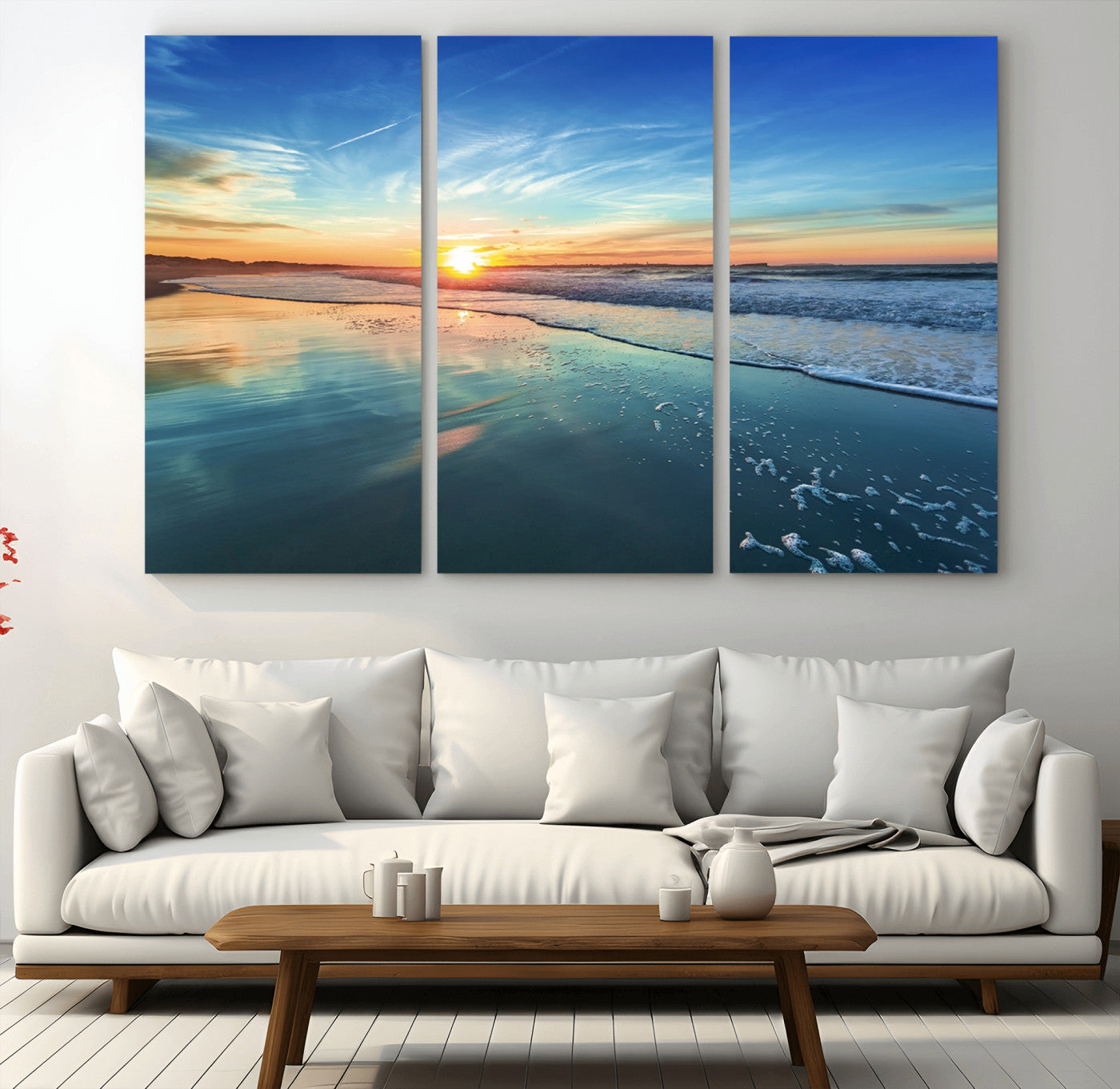 MGV-CV-48X32-3P - Blue Sky and Beach Wall Art Canvas Print