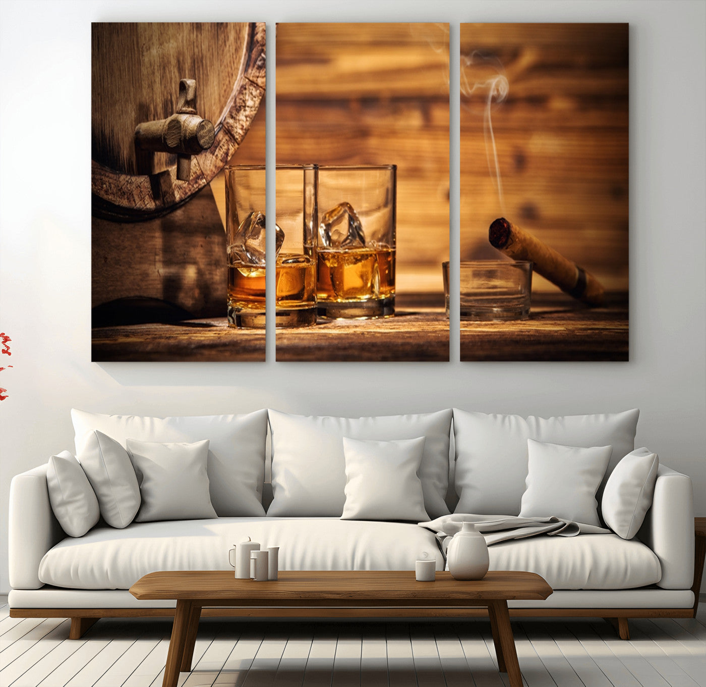 -Rustic Whiskey and Barrel Canvas Print