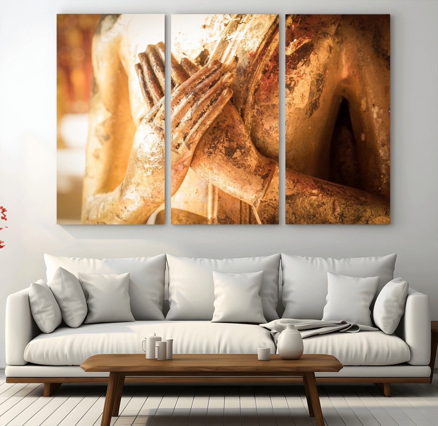 87005-MGV-CV-36X24-Buddha Statue Hands Wall Art Canvas Print