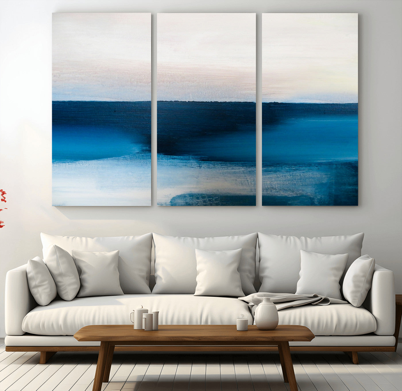 MGV-CV-48X32-3P - Dark Blue Abstract Wall Art Canvas Print